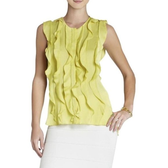 BCBGMAXAZRIA Lemon Gross Sleeveless Ruffle Tank - Picture 3 of 5